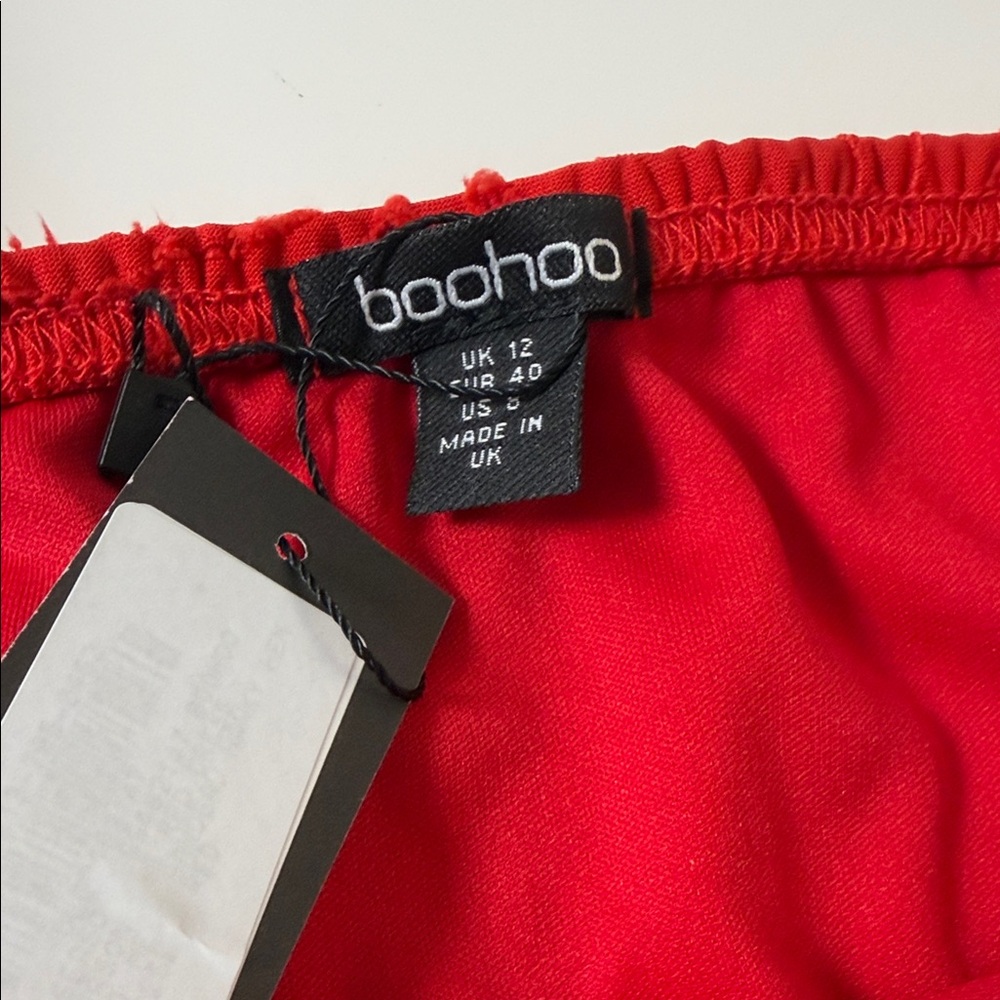 Boohoo Strapless Red Lace Maxi Dress - Picture 2 of 7